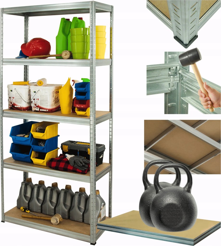 Horganyzott fém tároló állvány Helios 213x75x35cm 5Px275kg Tömör