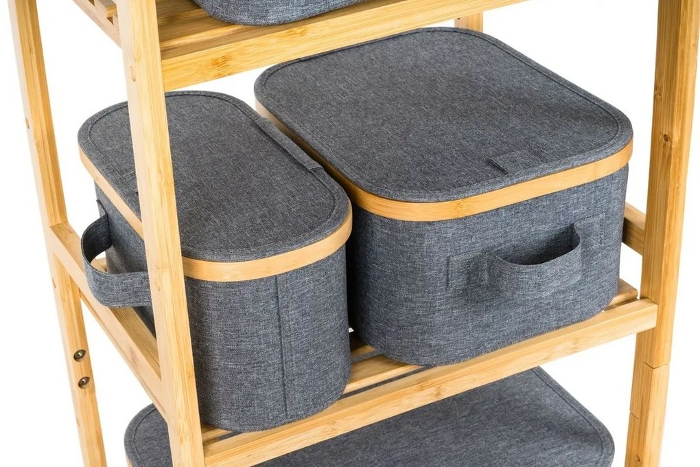 G21 tárolódoboz 24 x 30 x 15 cm, bambusz, fedéllel, szürke