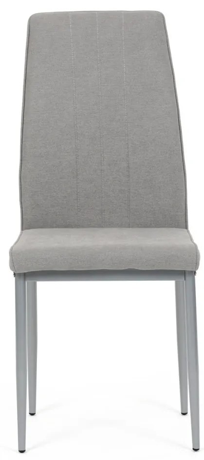 Scaun de sufragerie, tapițerie din material textil de culoarea trufei, picioare din metal gri