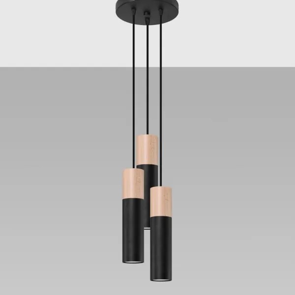 Sollux SL.1014 - Csillár zsinóron PABLO 3xGU10/40W/230V fekete