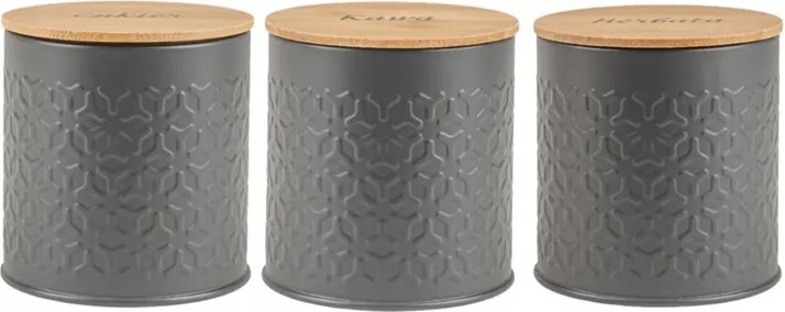 Konyhai Edénykészlet 3 Db-os Szürke Edények Kávé Tea Cukor