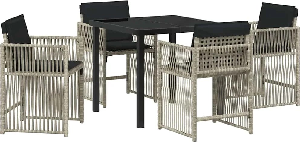 vidaXL Kert étkező szett 5 pcs Világosszürke polirattan