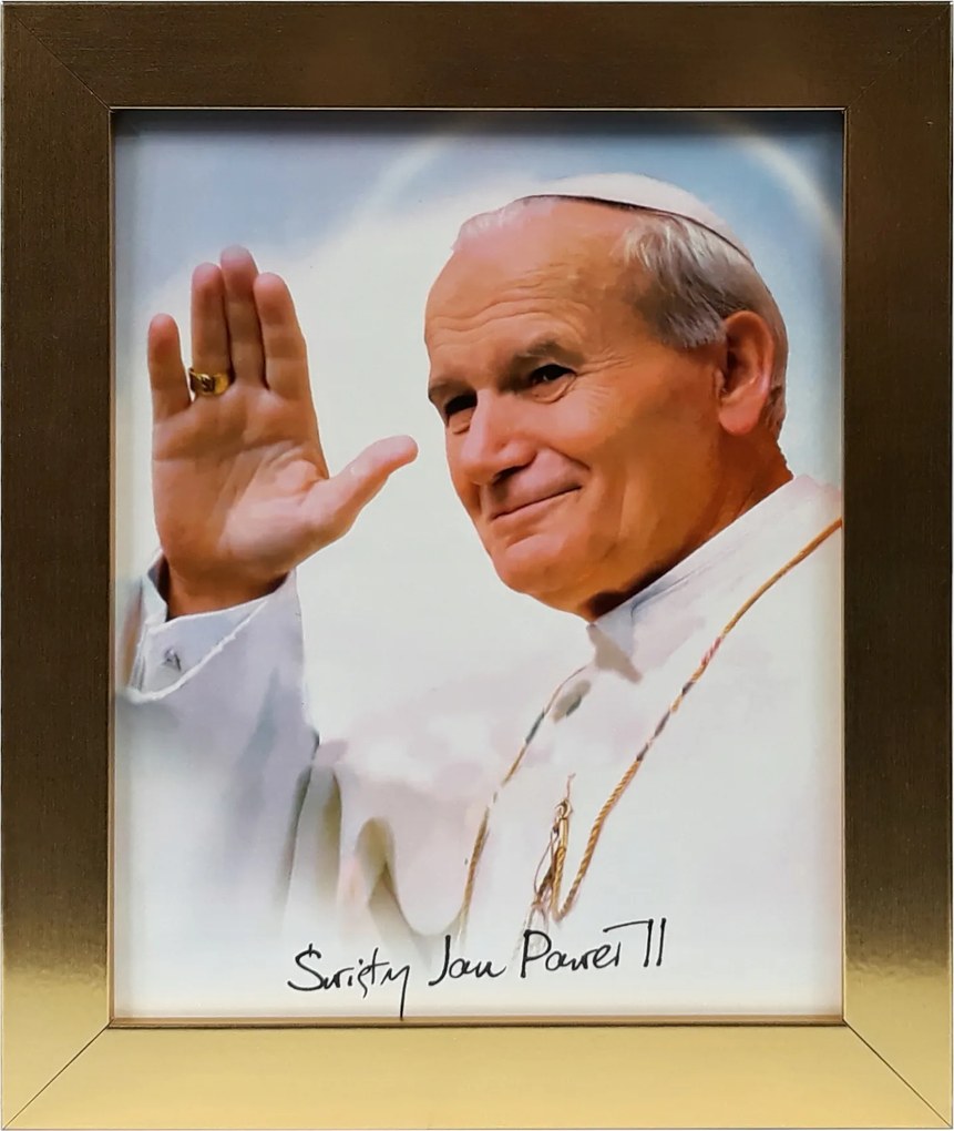 Vászonkép 30x25 Szent II. János Pál Pápa Arany Keret