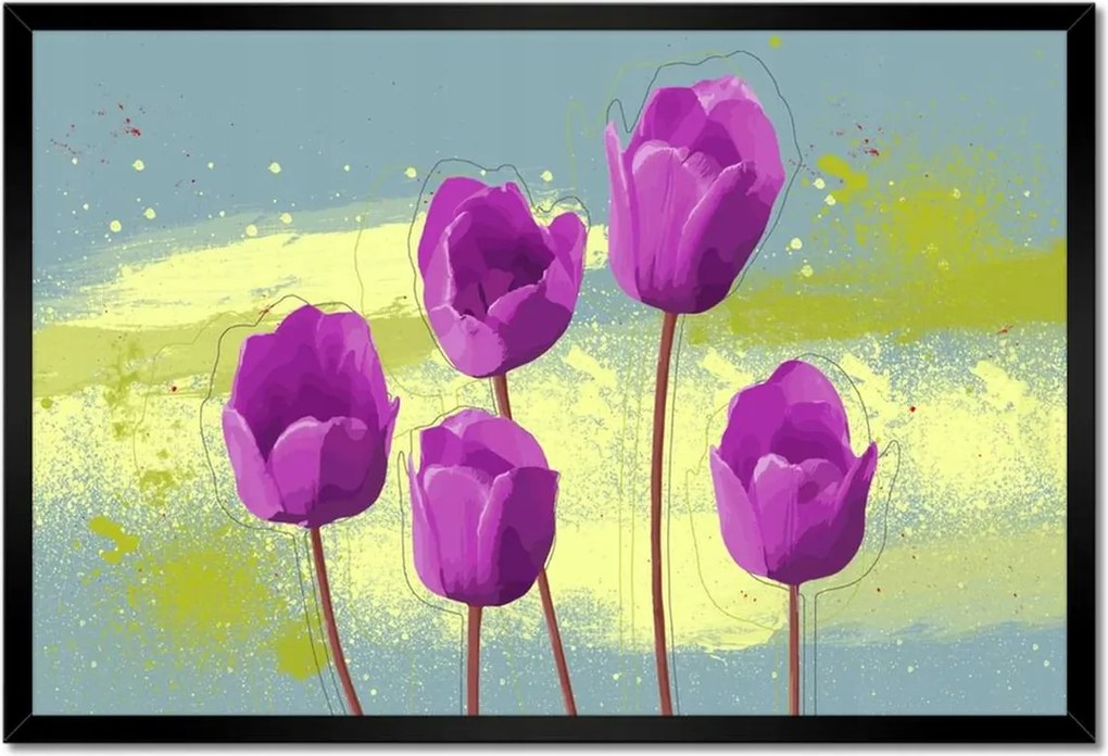 Poszter keretben 60x40 Lila pipacs