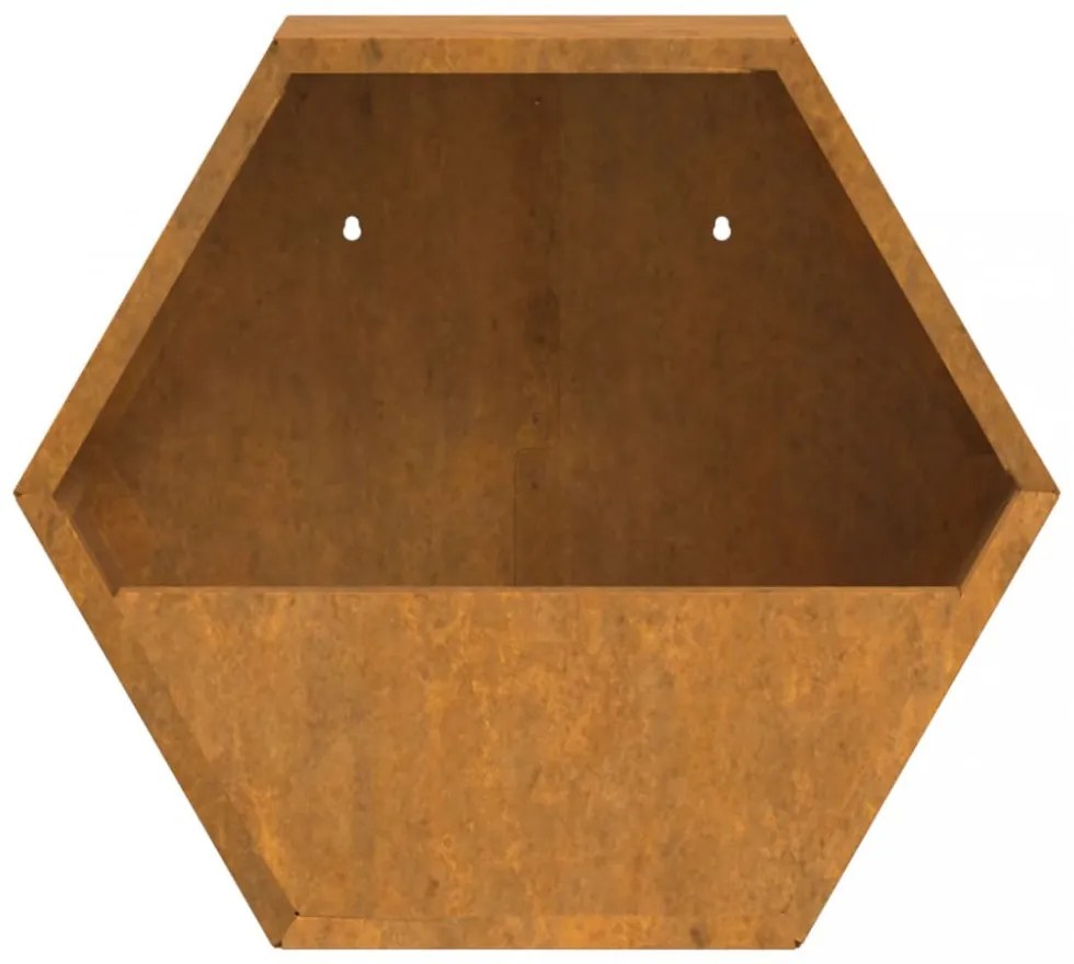 2 db rozsda színű corten acél fali növénytartó 30 x 10 x 25 cm