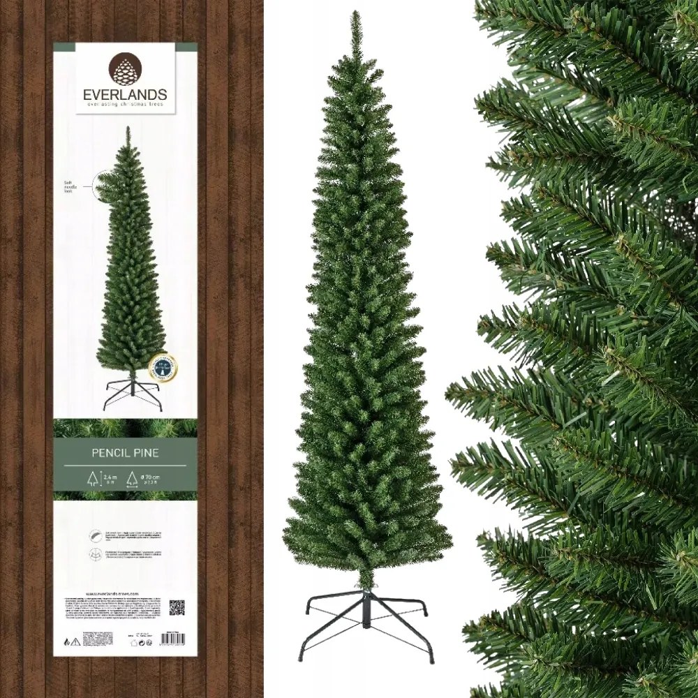 Karácsonyfa műfenyő keskeny magas slim sötétzöld 240cm