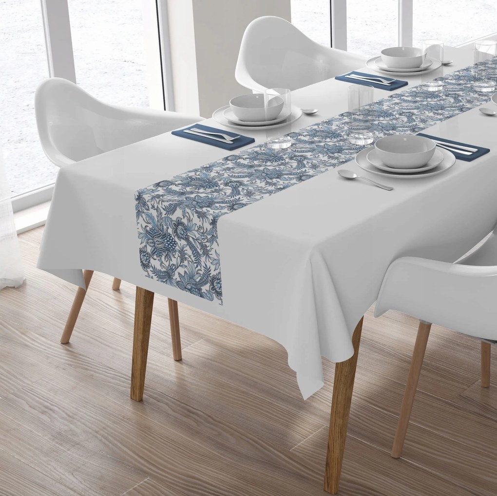 Dekorációs futópad 45x140 Panama Levelek Kék