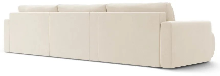 Bézs bársony kinyitható tárolóhelyes sarokkanapé (U alakú) Belfast – Cosmopolitan Design