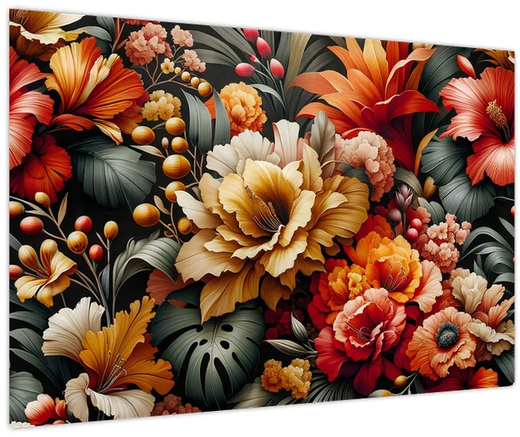 Kép - Narancs-vörös virágok (90x60 cm)