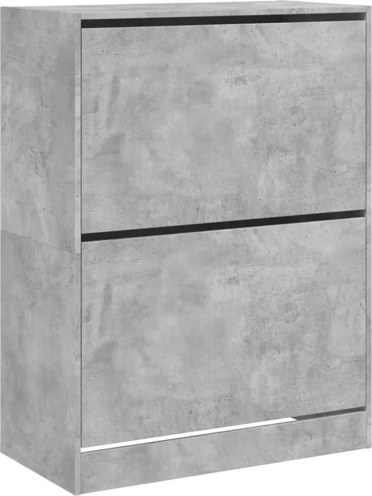 vidaXL betonszürke cipőszekrény 2 kihajtható fiókkal 80 x 42 x 108 cm