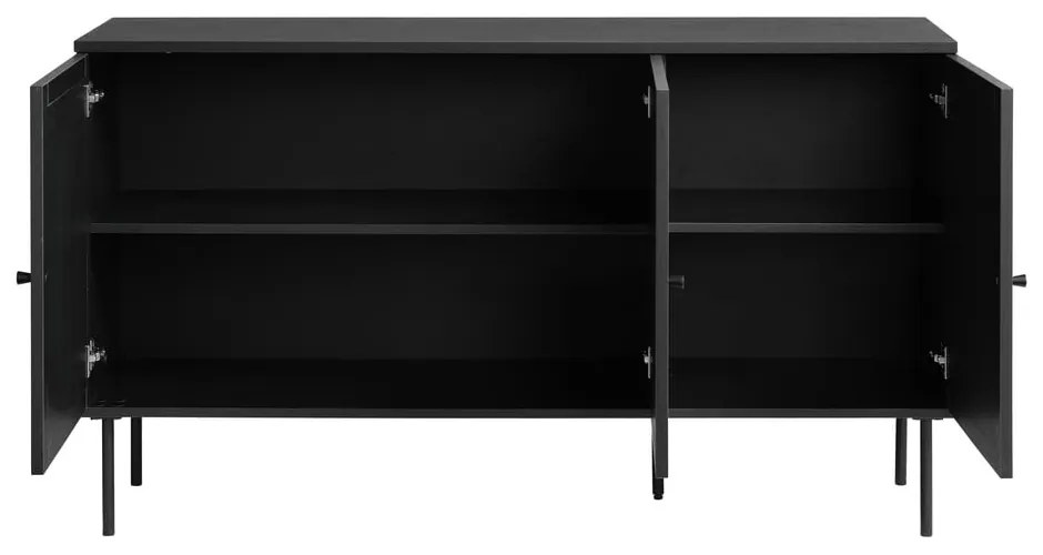 Fekete alacsony komód tölgyfa dekorral 140x80 cm Pensacola – Unique Furniture