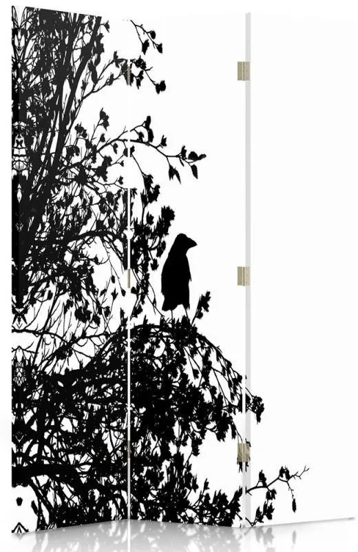 Gario Paraván Fekete madár az ágon Méret: 145 x 170 cm, Kivitelezés: Klasszikus paraván