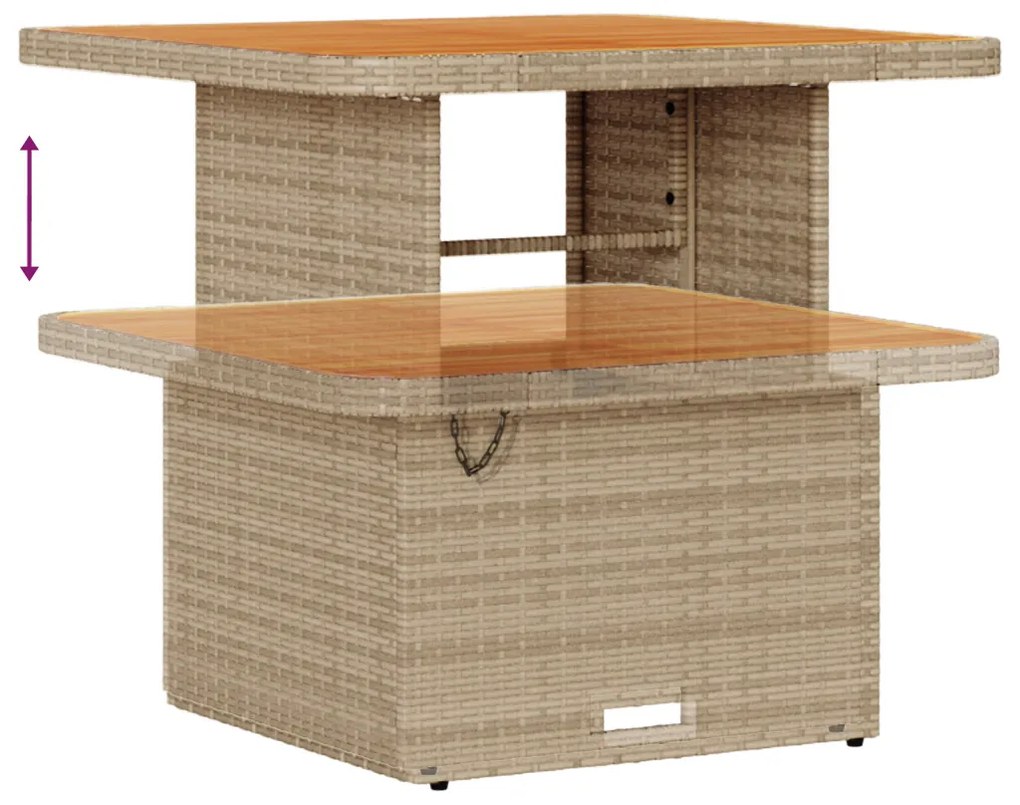 9 darabos Kert Sofa Szett Párnákkal Bézs Poli Rattan Akácia
