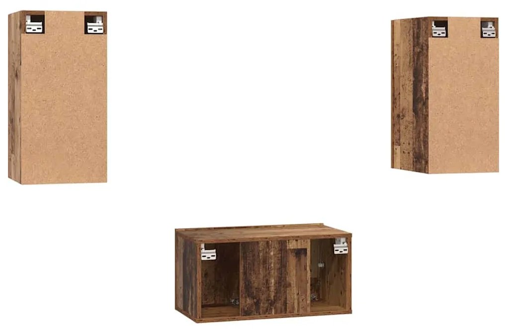 TV szekrény garnitúra 3 pcs Régi fa 60 x 30 x 30 cm Faanyag