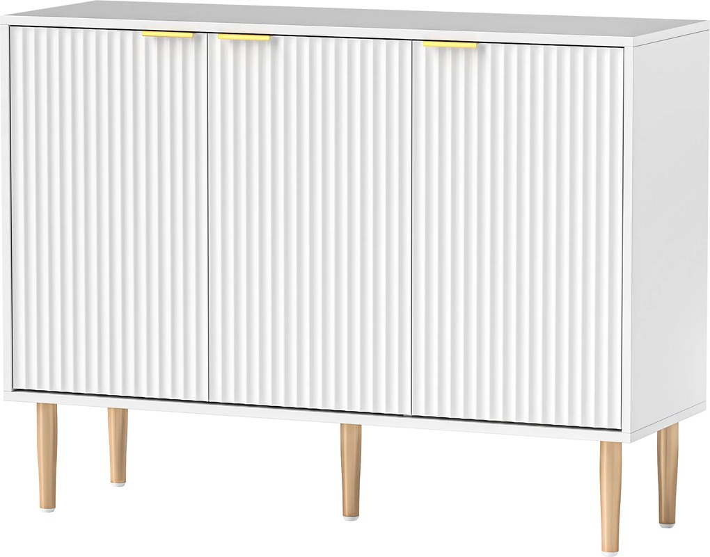 HOMCOM Barna Ajtós 3-Ajtós Középkonzol Állvány Állítható Polcokkal Hálószobába és Nappaliba 107x35x80 cm Fehér | Aosom