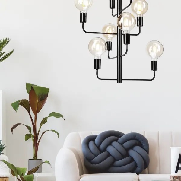 Csillár láncon ORLANDO 8xE27/60W/230V fekete