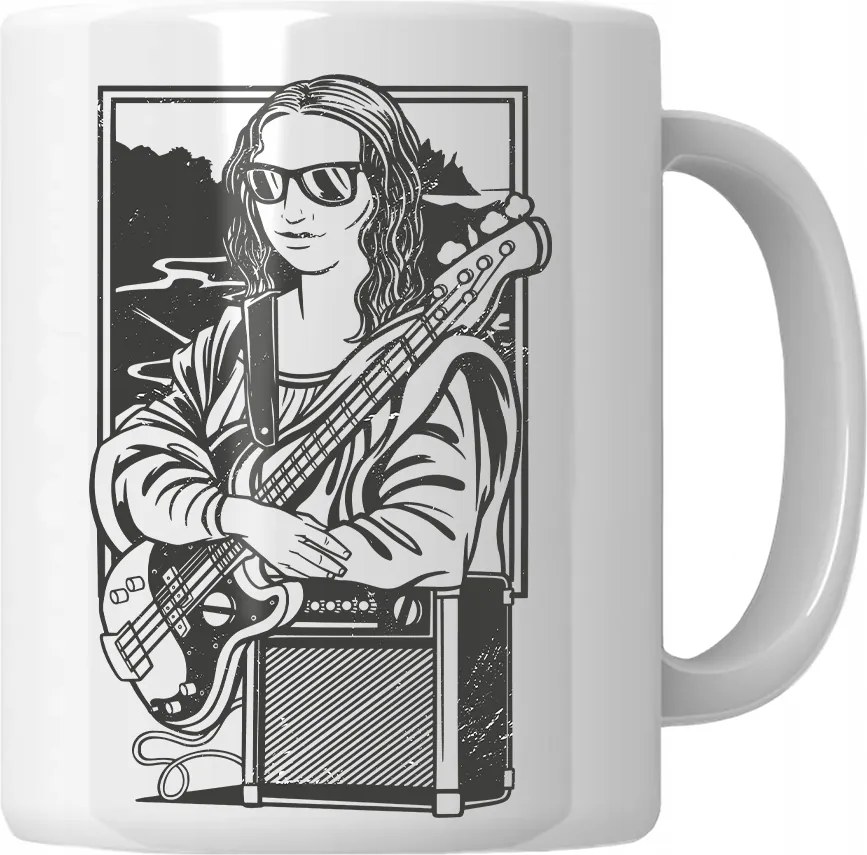 Mona Lisa bögre basszusgitárral Ajándék Művészet Rajongóknak Ajándék 18-99