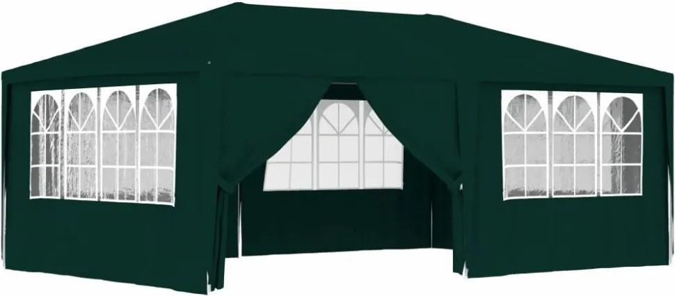 zöld rendezvénysátor oldalfalakkal 4 x 6 m 90 g/m²