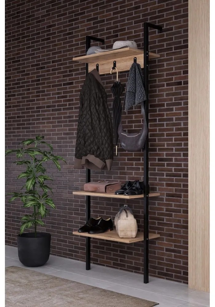 Fekete előszoba bútor újrahasznosított fából Nina - Kalune Design