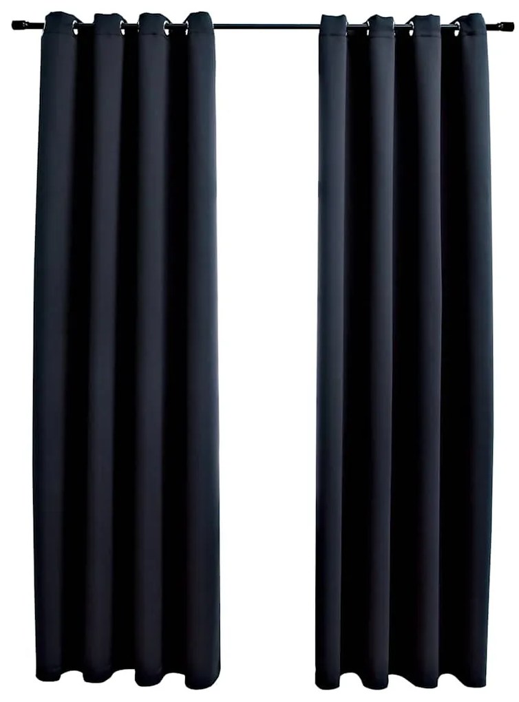 vidaXL 2 db fekete sötétítőfüggöny fémgyűrűkkel 140 x 175 cm