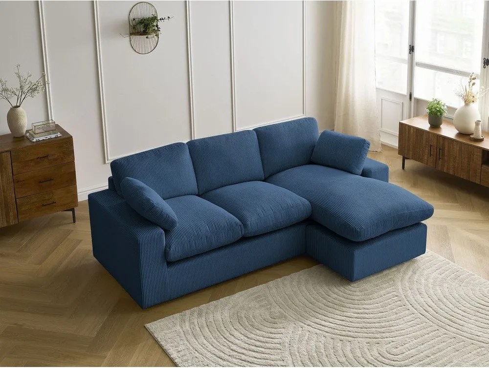 Kék kordbársony sarokkanapé Belair – Bobochic Paris