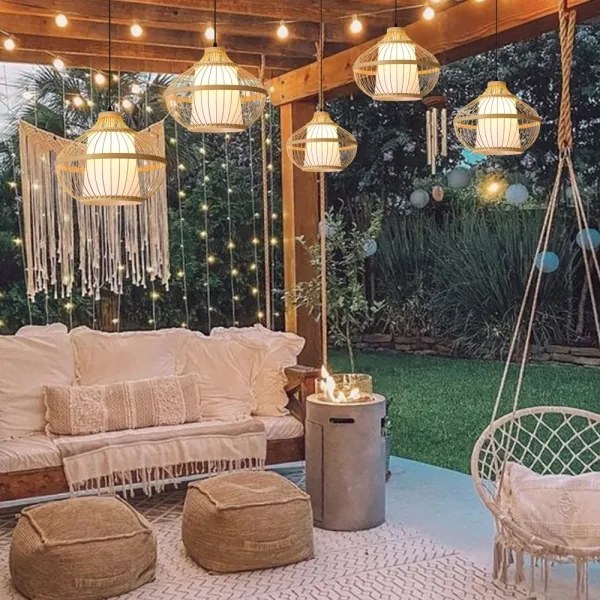 Immax 08256L - Csillár zsinóron PINCHOS 1xE27/40W/230V átm. 40 cm bambusz