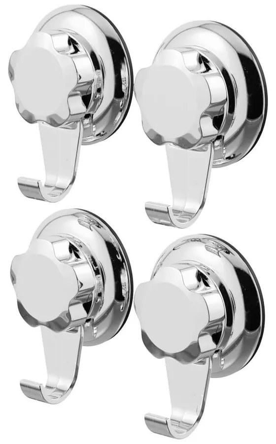 Ezüstszínű öntapadós fém akasztó szett 4 db-os Bestlock Bath – Compactor