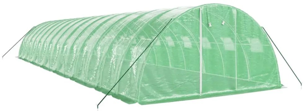 zöld acélvázas melegház 56 m² 14 x 4 x 2 m