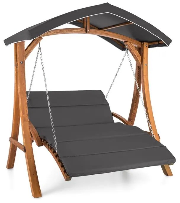Aruba, kerti hinta, napellenző, 130 cm, kétszemélyes, masszív fa, szürke