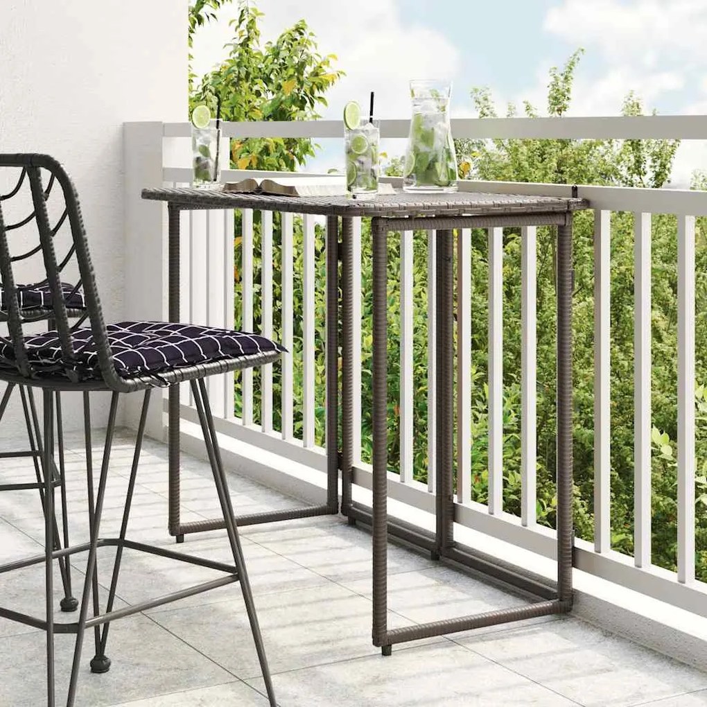 barna polyrattan összecsukható kerti asztal 90x51x75 cm
