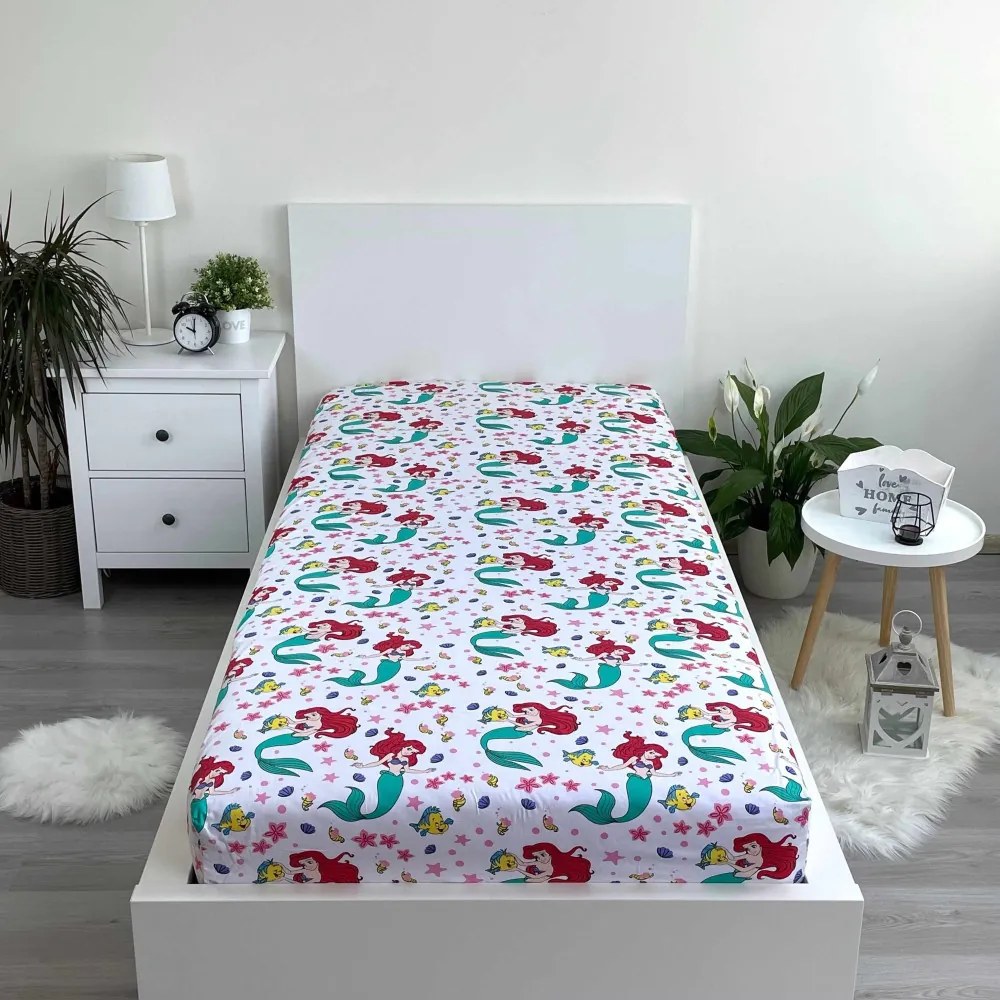 Disney Hercegnők Ariel gumis lepedő 90x200 cm