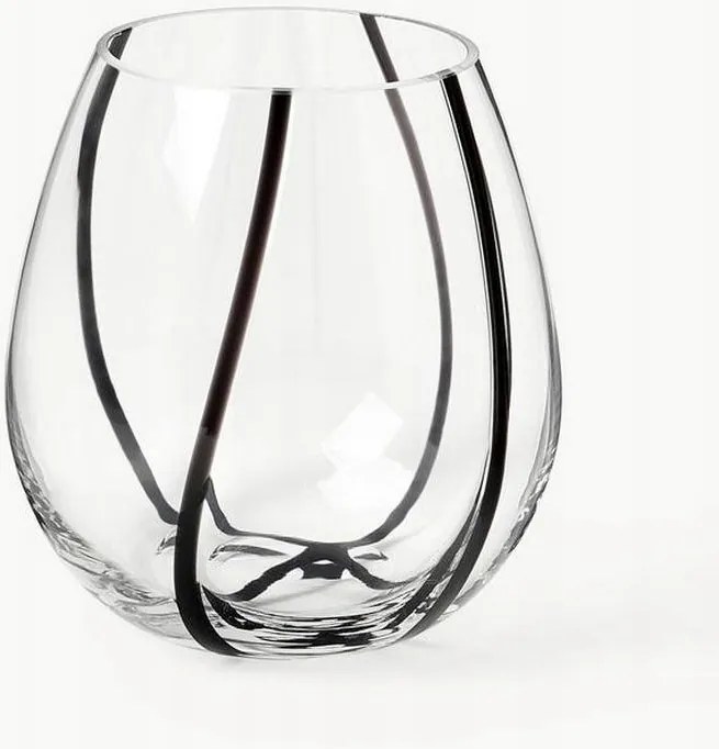 Westwing Kira üveg váza 17 x 18 cm átlátszó fekete dekoráció