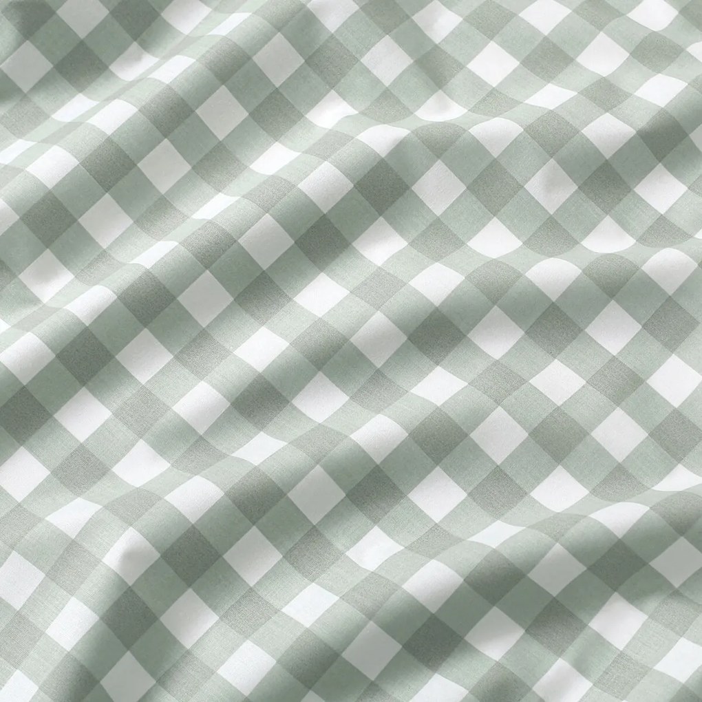 Goldea pamut ágyneműhuzat - kacsák és kockás zsálya színű 200 x 200 és 2db 70 x 90 cm