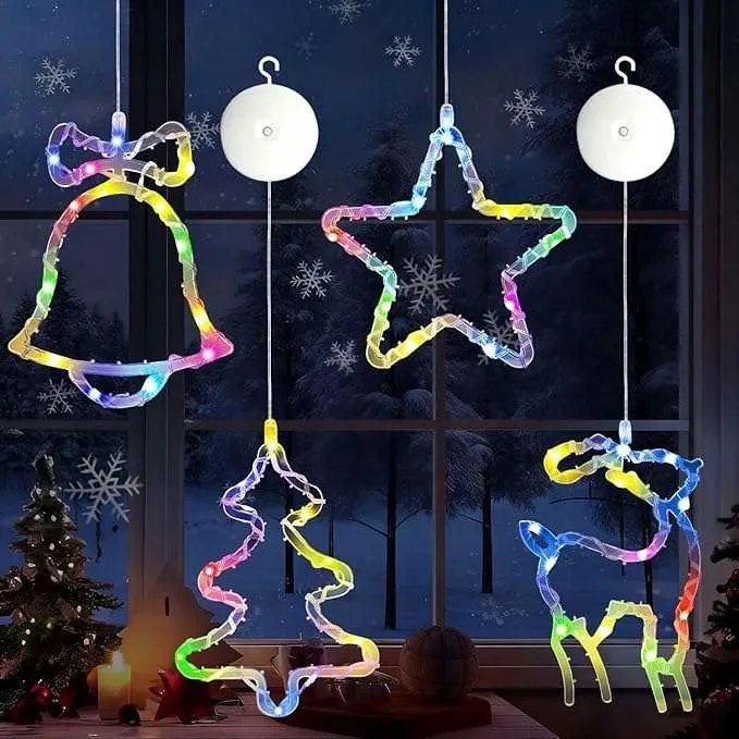 Elemes LED-es ablaklámpák karácsonyi világítás beltéri 4 db