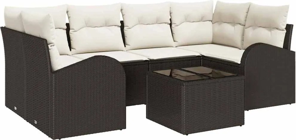 vidaXL Kerti Kanapé Szett Barna 55 x 55 x 37 cm polirattan