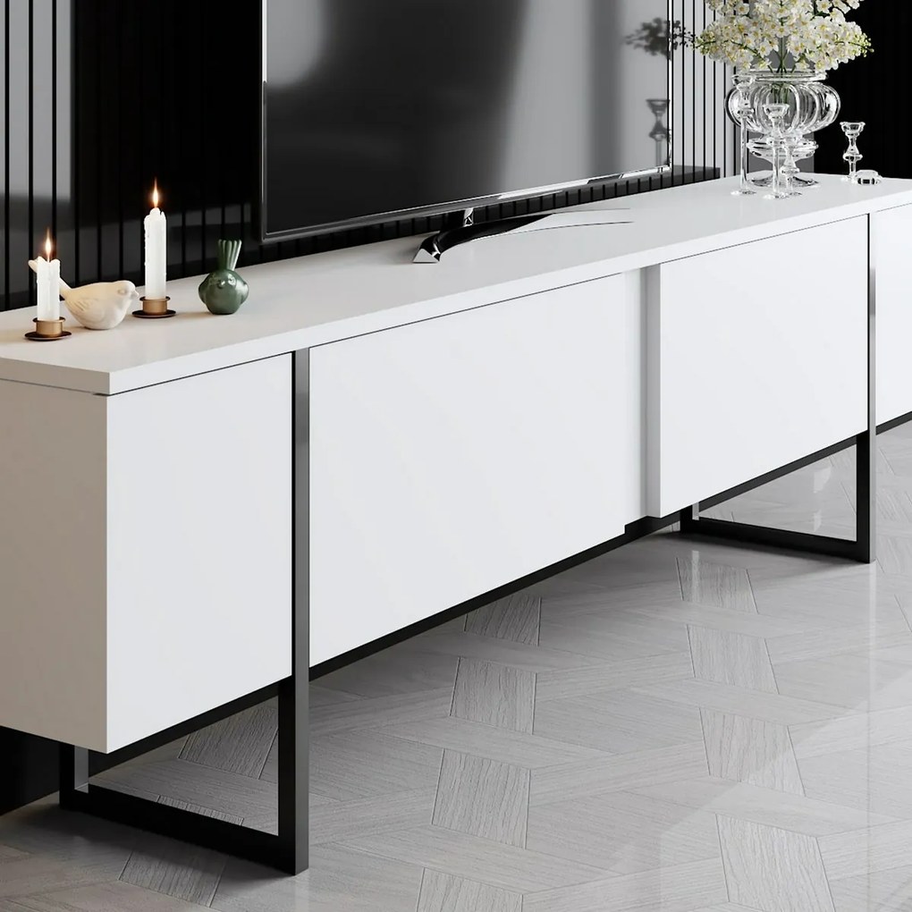 Luxe White and Black TV-asztal