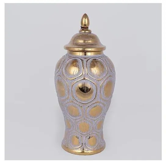 Kerámia tégely 35x18,5 cm arany/szürke