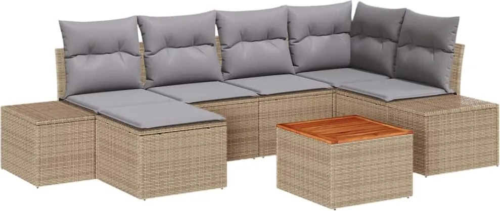vidaXL Kerti Kanapé Szett 7 pcs bézs és világosszürke