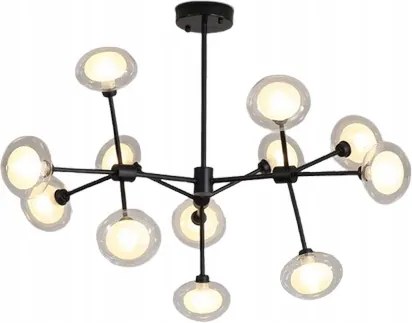 Mennyezeti függőlámpa csillár gömb fekete 12 karos