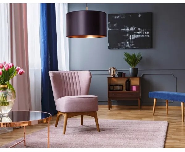 Duolla - Csillár zsinóron CANNES 1xE27/15W/230V á. 50 cm fekete/réz