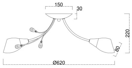 Brilagi - Felületre szerelhető csillár MEGAPOLIS 5xE14/60W/230V réz