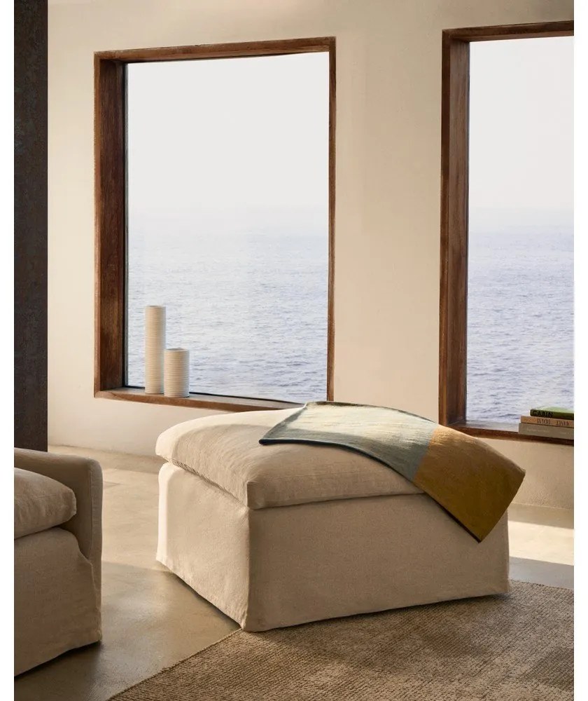 Bézs len lábtartó Zenira – Kave Home