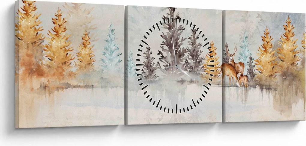 Kép - Akvarell erdő (órával) (90x30 cm)