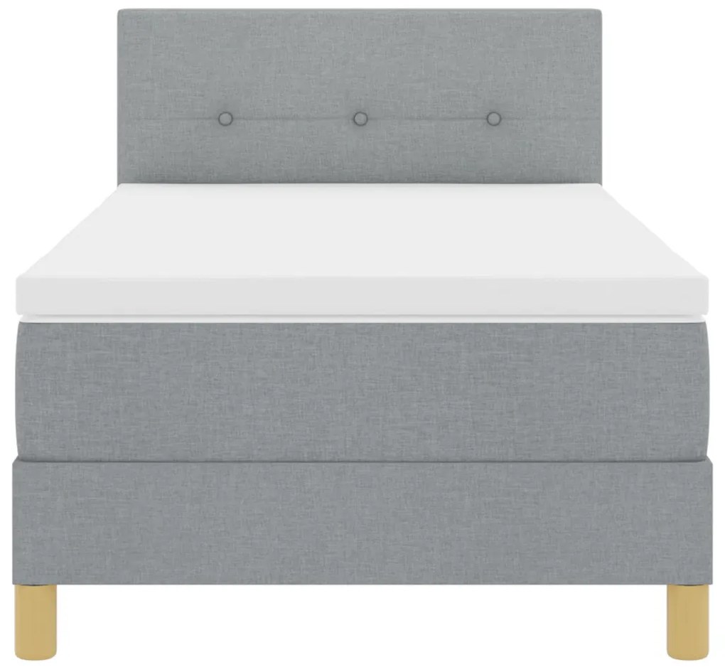 Boxspring ágy matraccal, világosszürke, 90x200 cm, szövet