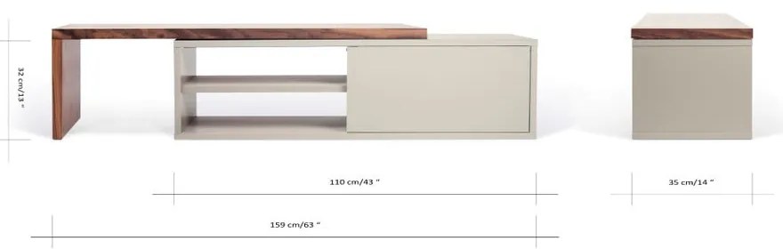 Move szürke variálható TV-állvány diófa furnérral - TemaHome