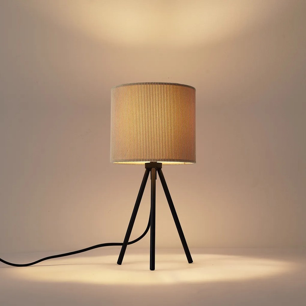 Modern háromlábú asztali lámpa taupe színben, bársonyernyővel - Luz