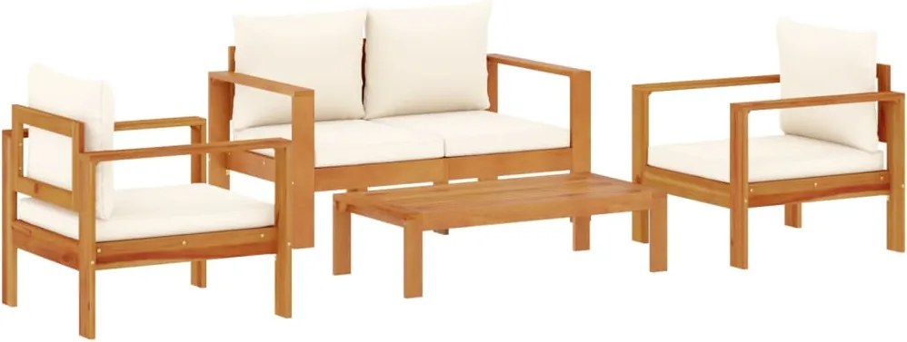 vidaXL 4 részes tömör akácfa kerti ülőgarnitúra párnával