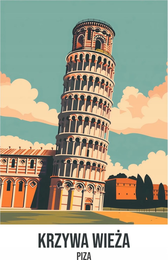 Poszter 68x98cm Görbe torony