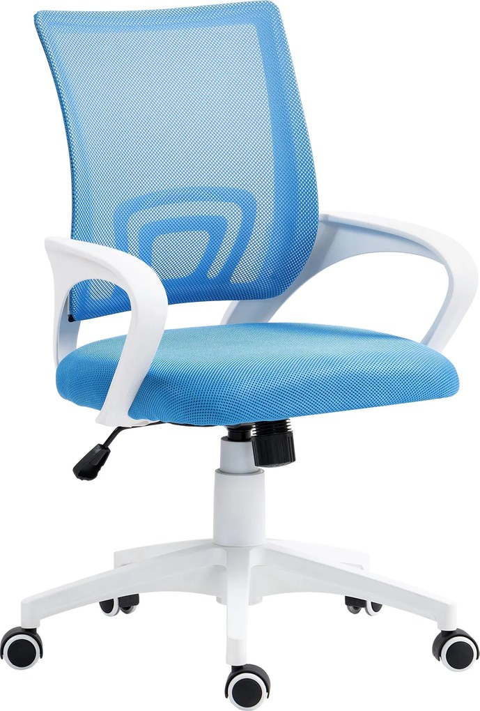 HOMCOM Hálós Irodai Szék Forgatható Íróasztali Szék Magasságállító Ringató Funkcióval, Lumbális Támasszal és Kartámaszokkal - Teherbírás 120 kg, Világ