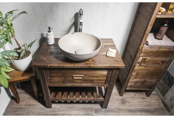 Sapho - FORMIGO pulton elhelyezhető mosdó, Ø 39 cm, beton/homokszínű